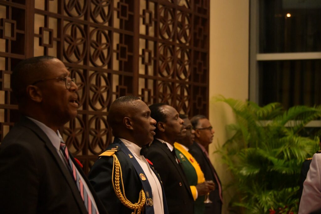 Minister Hinds joins the Combined Services Officers’ Mess for the organisation’s annual Armistice Dinner on Friday November 11, 2022, held to recognize the servicemen and servicewomen who fell during the World Wars I and II of 1914–1918 and 1939–1945.